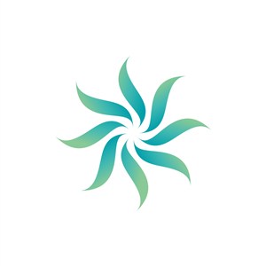 蓝绿色旋转花朵矢量logo图标设计