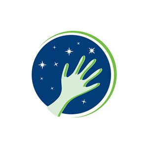蓝色绿色手可摘星辰矢量logo图标设计