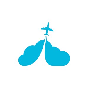 旅游業logo設計-藍色云朵飛機矢量logo圖標素材下載  
