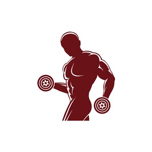 运动logo设计--男士哑铃健身logo图标素材下载
