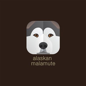 阿拉斯加犬矢量图标雪橇运动矢量logo素材