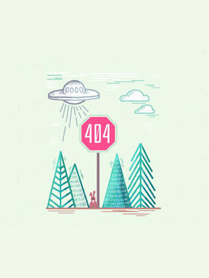创意404页面飞碟和兔子矢量素材