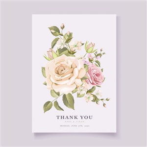 唯美粉色玫瑰花朵婚禮邀請函背景底紋矢量素材