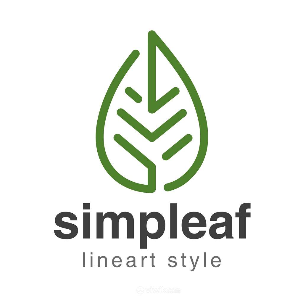 树叶标志抽象线性风格logo