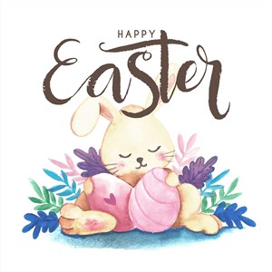 可爱手绘卡通兔子复活节彩蛋节日矢量素材