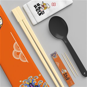 一次性餐具餐巾纸筷子牙签包装贴图样机