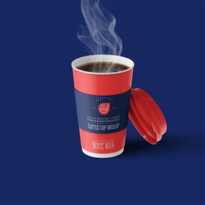装满咖啡的红色一次性咖啡杯贴图样机