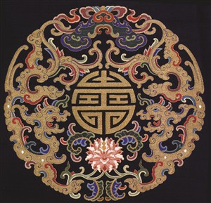 黑色背景國風古代龍鳳刺繡中國風圖片
