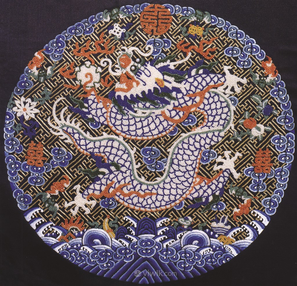 紫色古代龙凤刺绣中国风图片