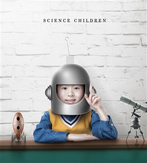 太空旅行员儿童科技教育招生广告海报模板
