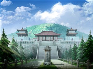 古代中國風CG黃帝陵建筑物原畫繪畫圖片