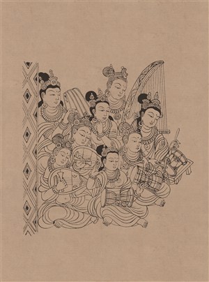 莫高窟154窟中唐报恩经变中的菩萨伎乐绘画图片