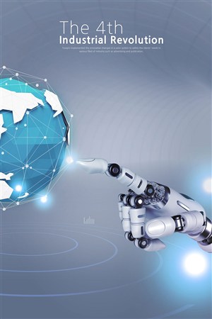 創意機器人觸碰地球ai智能科技海報模板