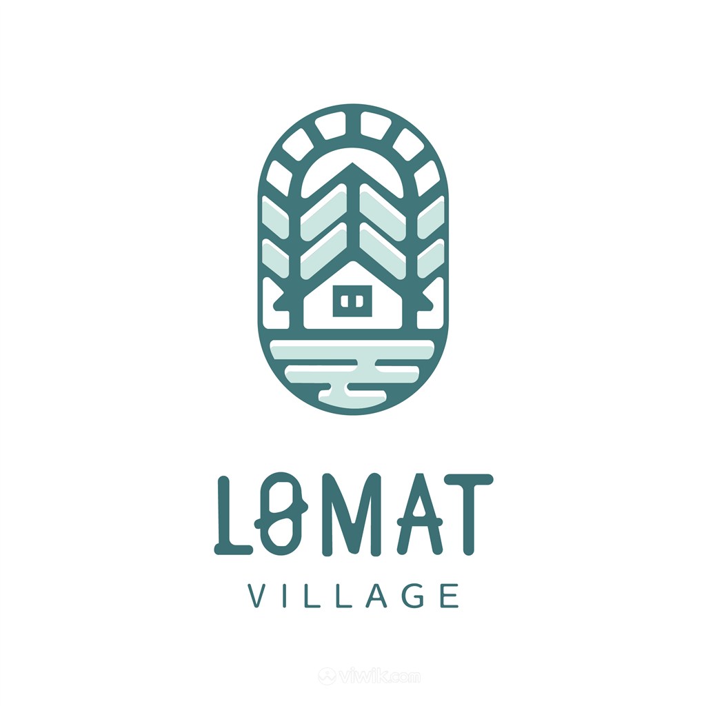 村莊標志圖標矢量logo設計素材