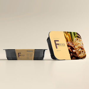 两种角度的食品包装盒贴图样机