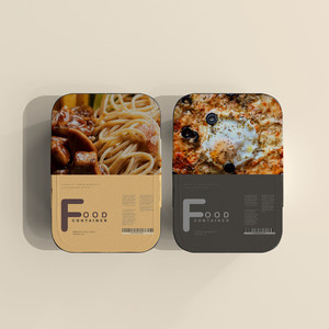 两个方形食品包装盒贴图样机