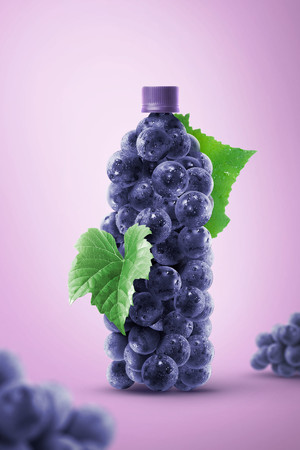 创意鲜美葡萄汁美食广告海报