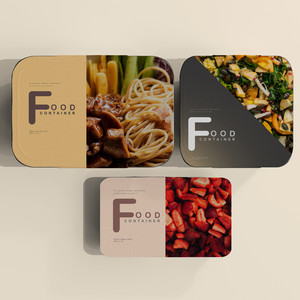 三种规格的食品包装盒贴图样机