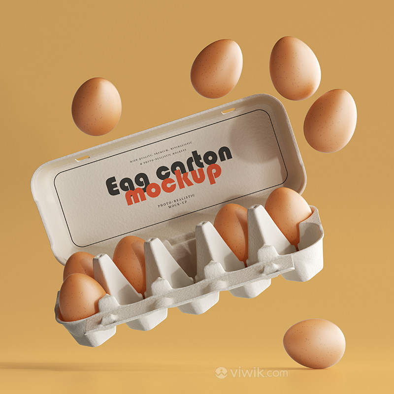 悬浮的鸡蛋托鸡蛋包装盒贴图样机