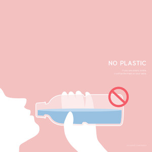 禁止塑料瓶装水环保插画矢量素材