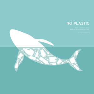 鲸鱼塑料环保插画矢量素材