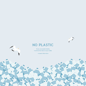 減少塑料袋使用環保插畫矢量素材