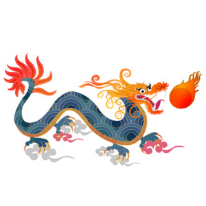 手繪中國傳統神獸祥龍插畫