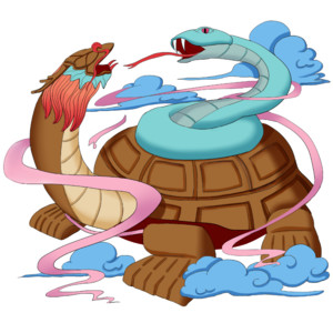 蟒蛇和玄武斗爭卡通畫圖片