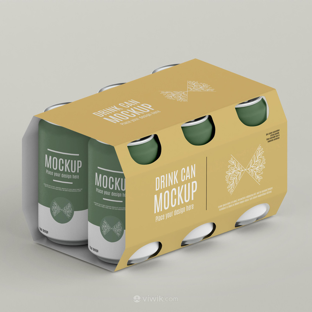 整箱饮料啤酒易拉罐包装外包装贴图样机