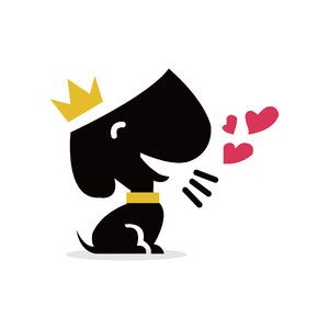 戴着皇冠的狗爱心标志图标矢量logo素材