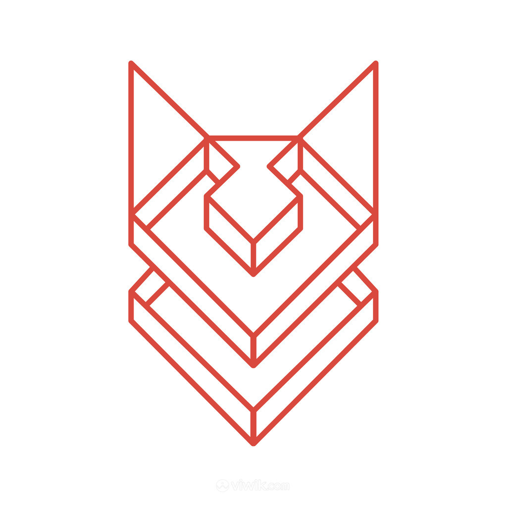 线条抽象狐狸标志图标矢量logo素材