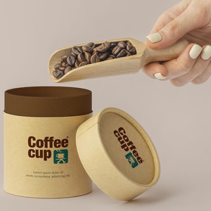 圆筒咖啡豆包装贴图样机