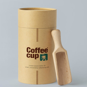 牛皮纸圆筒咖啡包装贴图样机