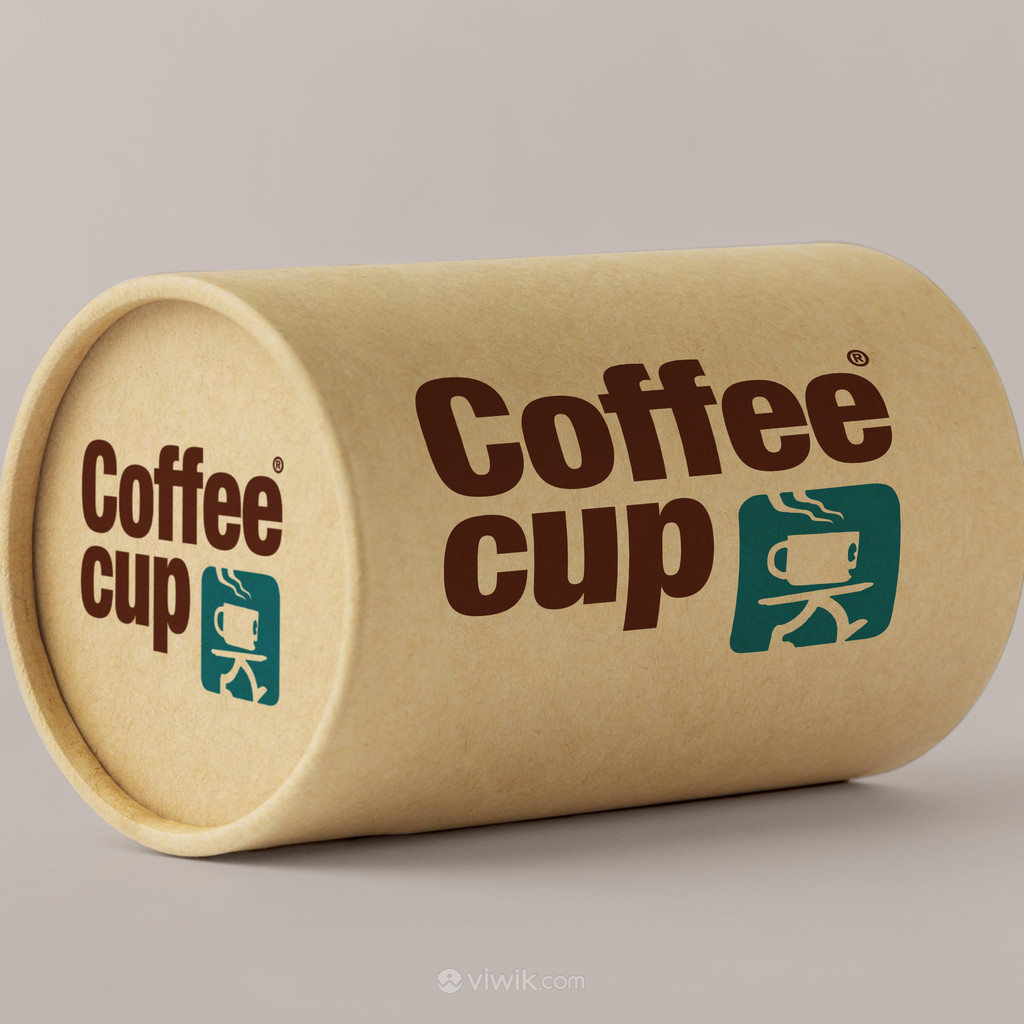 圆形牛皮纸纸罐咖啡豆包装贴图样机