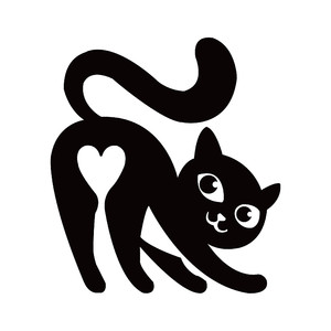 黑猫爱心标志图标矢量logo素材