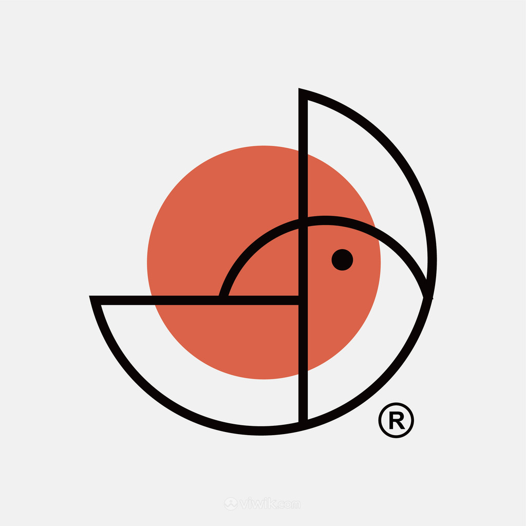 线条鸟太阳标志图标矢量logo素材