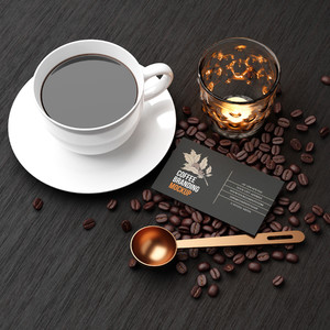 咖啡咖啡豆名片贴图样机