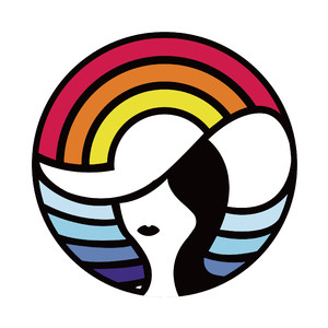 彩虹色戴帽子的女人标志图标矢量logo素材