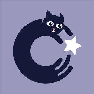 貓星星標志圖標矢量logo素材