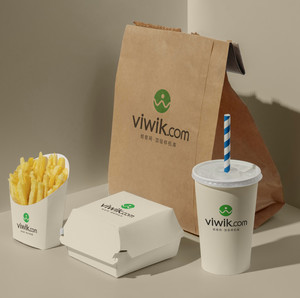 快餐品牌vi飲料薯條打包袋漢堡包裝貼圖樣機