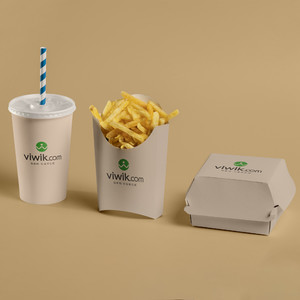 快餐品牌vi薯條飲料漢堡包裝貼圖樣機