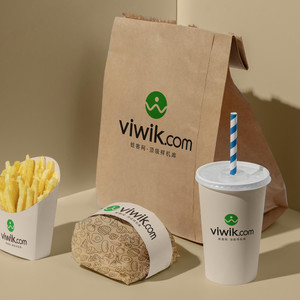 快餐品牌vi包裝袋薯條飲料漢堡包裝貼圖樣機