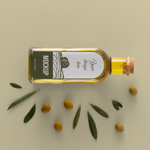 木塞瓶橄榄油包装贴图样机