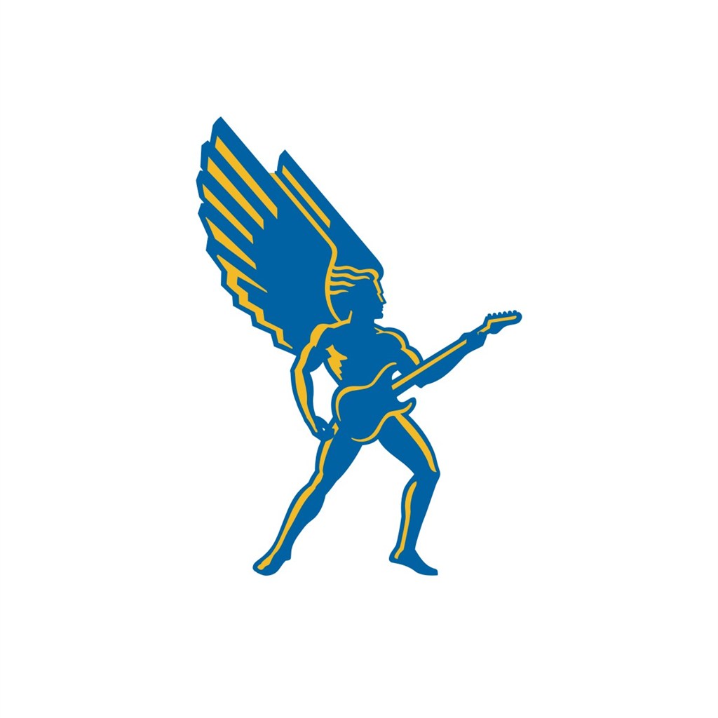 设计传媒抱着吉它的翅膀男logo标志