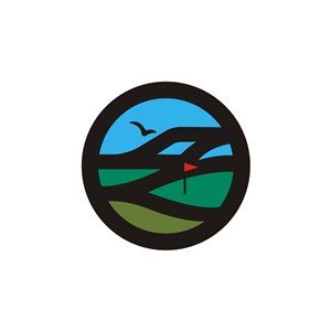 高尔夫运动场景山草地logo标志