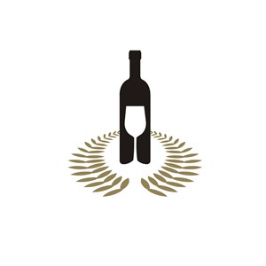 红酒标志设计--酒瓶酒杯图案