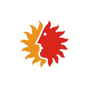 太阳人脸创意设计传媒logo