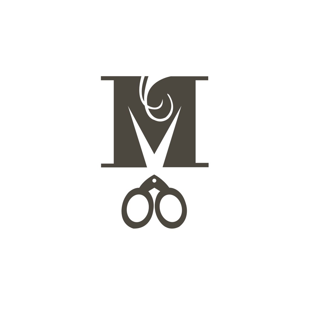 美容美发剪刀M字logo标志设计