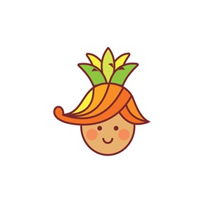 卡通笑脸水果菠萝头像标志设计