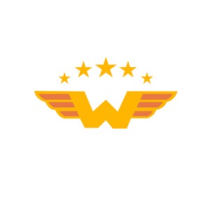 字母W翅膀标志设计素材